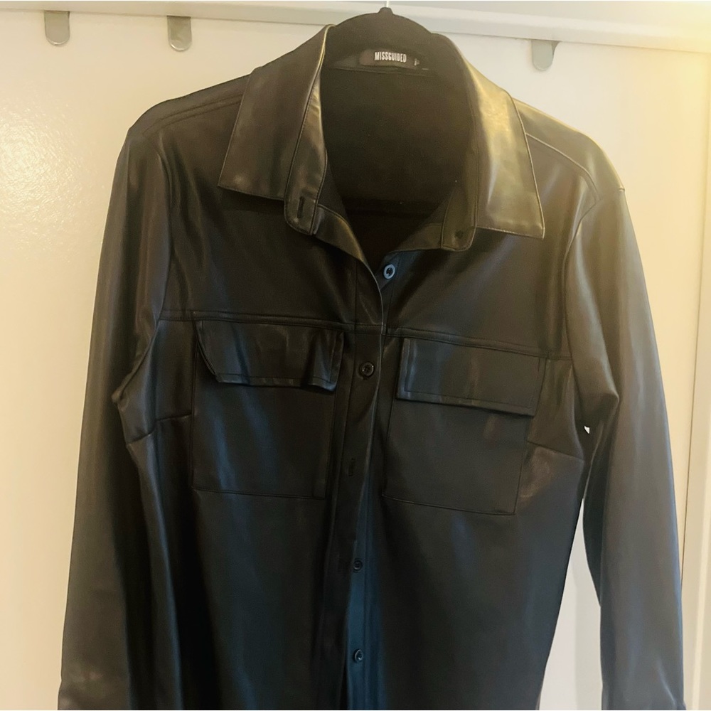 Brand new never worn Black faux leather oversized shirt